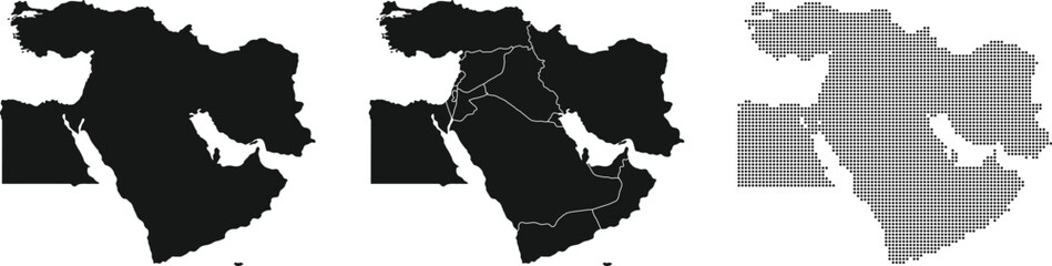 Middle East map set. Halftone dotted map. Vector Illustration. © Design Shop