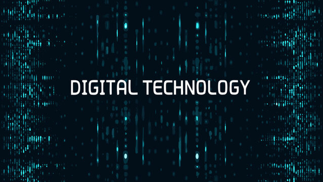 digital technology text over abstract binary code background modern futuristic data stream illustration high quality professional detailed elegant