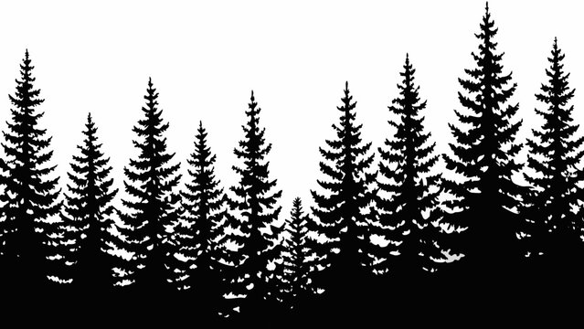 forest silhouette a solid black depiction of coniferous trees against a white background high quality professional detailed modern