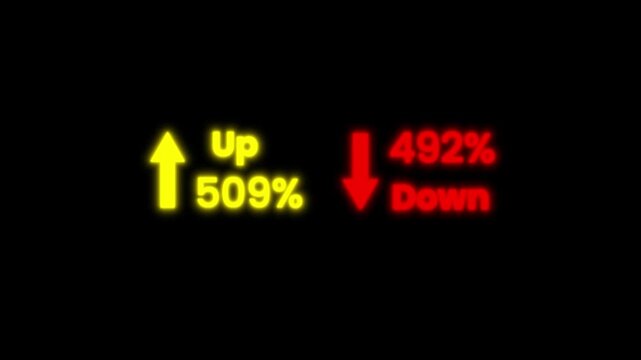 Stock market fluctuations up and down animation isolated on black background