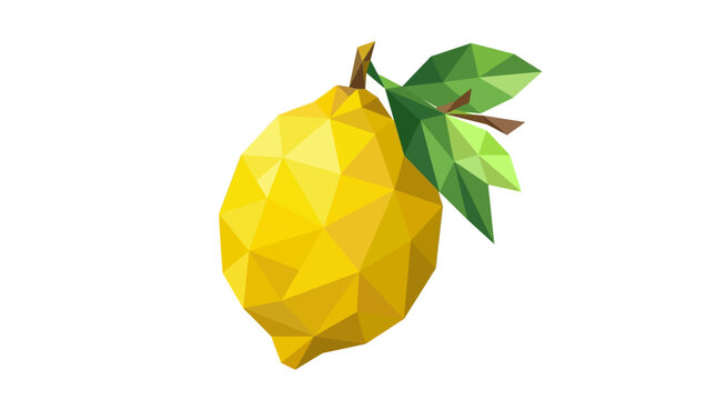 Geometric Low Poly Lemon Fruit Illustration