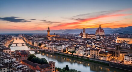 Obraz premium Panoramic sunrise view of Venice, Italy's historic canals