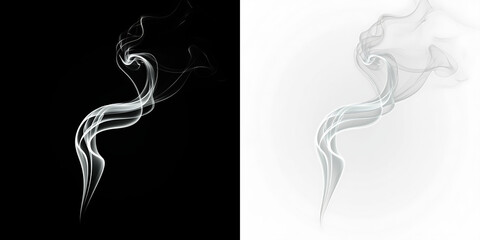 Fototapeta premium Swirling white smoke on a transparent background in an isolated setting captured during quiet moments