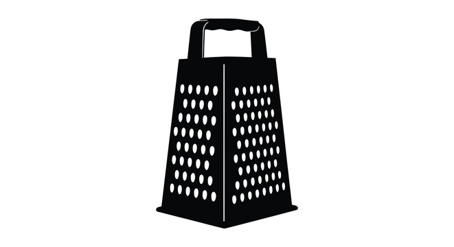 Black metal box grater silhouette on a white background high quality professional