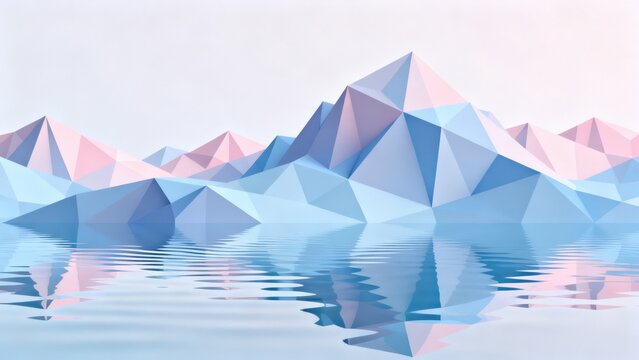 Abstract geometric mountain and water reflection