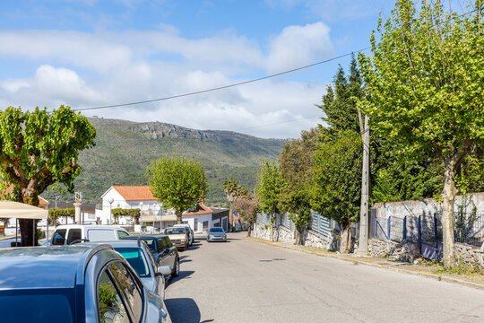 Panoramic View of Mira de Aire Village and Green Hills in Central Portugal