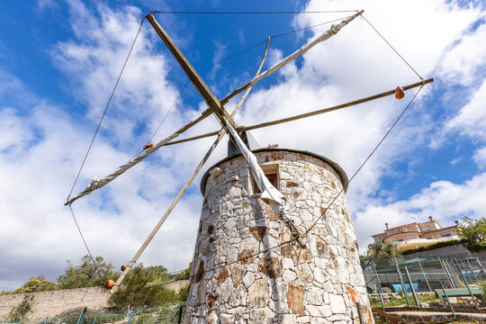 Traditional Stone Windmill Near Grutas de Mira de Aire in Portugal