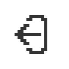 Fototapeta premium Export data pixelated ui icon. Importing files to library. Data backup. Unload, restore. Editable 8bit graphic element. Outline isolated vector user interface image for web, mobile app. Retro style