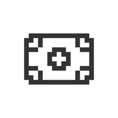 Fototapeta premium Banknote pixelated ui icon. Paper money and cash. Financial transaction. Economic exchange. Editable 8bit graphic element. Outline isolated vector user interface image for web, mobile app. Retro style