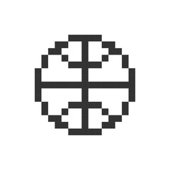 Obraz premium Worldwide pixelated ui icon. Global ecommerce. Overseas market. Online marketplace. Editable 8bit graphic element. Outline isolated vector user interface image for web, mobile app. Retro style