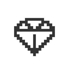 Fototapeta premium Diamond pixelated ui icon. Gemstone and precious jewelry. Brilliant. Exclusive product. Editable 8bit graphic element. Outline isolated vector user interface image for web, mobile app. Retro style