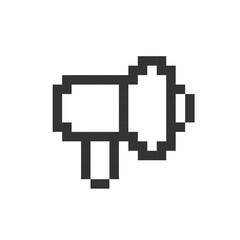 Fototapeta premium Handheld megaphone pixelated ui icon. Announce about sales. Marketing. Online marketplace. Editable 8bit graphic element. Outline isolated vector user interface image for web, mobile app. Retro style