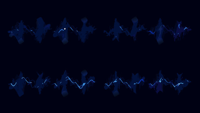 collection of eight blue lightning bolts with jagged edges against a dark background high quality professional detailed modern