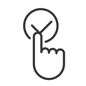 Click accept button pixel perfect linear icon. Press key with checkmark. Making choice online. Digital technology. Thin line illustration. Contour symbol. Vector outline drawing. Editable stroke