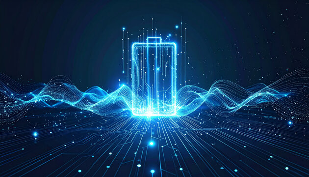 Futuristic Blue Energy Battery Power