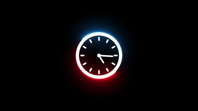 Round wall clock White animation. The timer counts down the time. Wall clock time working office hours animated. 4k clock animation video.