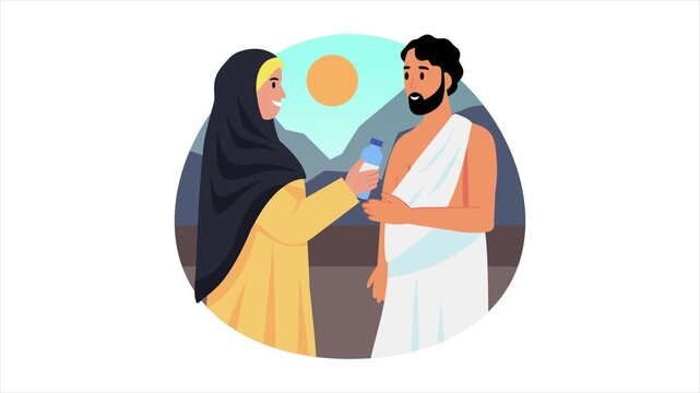 Woman offering water  Animation MP4 File