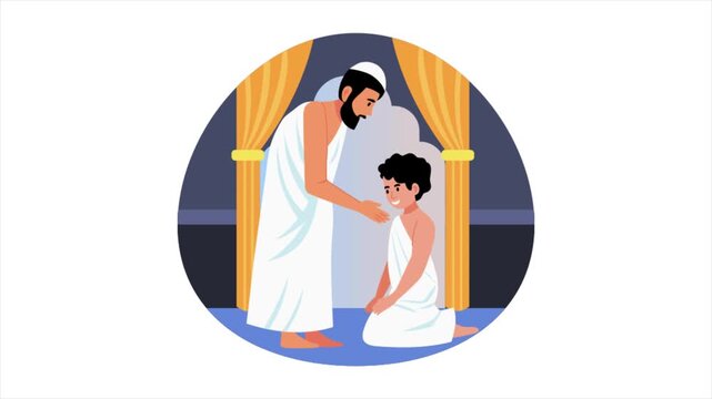 Father and son in ihram  Animation MP4 File