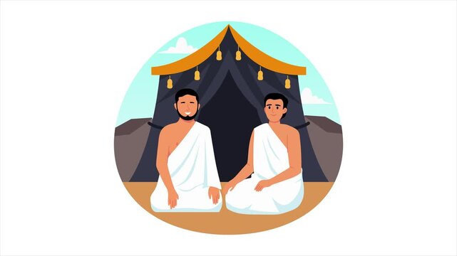 Pilgrims resting at mina tent  Animation MP4 File