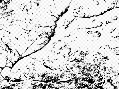 Grunge vector texture of stone surface naturally distressed and weathered on transparent background.