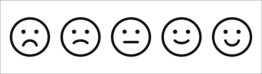 Customer satisfaction rating icons set with different facial expressions. © TAHMINA