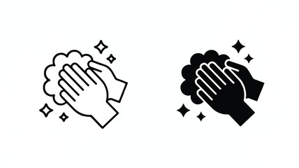 Fototapeta premium An icon design depicting hands washing with soap bubbles and sparkles