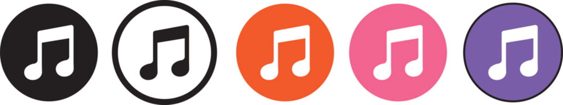 minimalist Apple Music branding icons. professional pack of sleek vector symbols for mobile apps. media. Spotify, Youtube, Deezer global music identity and Apple Music icons 
