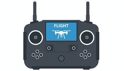 Drone remote controller vector illustration with flight screen © Angela
