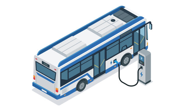Electric Bus Charging at Isometric Station Isolated
