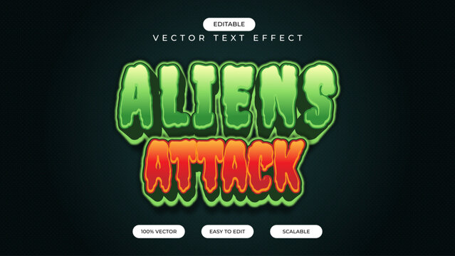 Aliens Attack Cartoon Text - Editable Text Effect