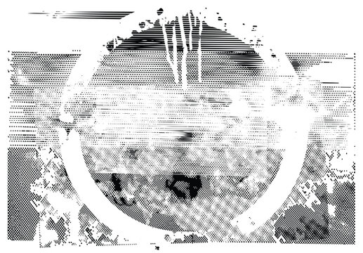 Abstract vector background or texture on the theme of urbanism, street art, digital technology and photo studios against the background of pixels.T-shirt design, poster