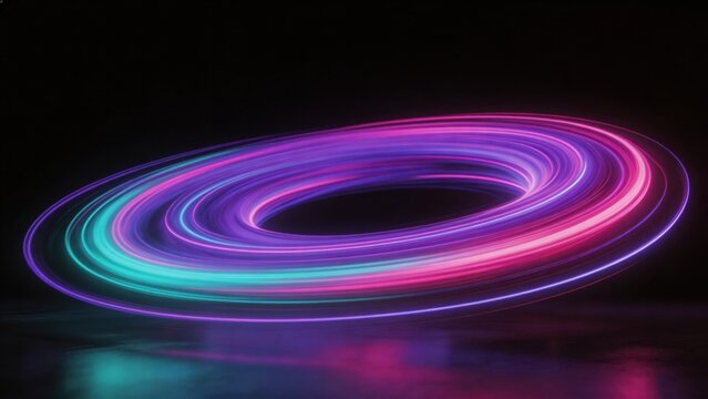 Colorful Light Ring on Dark Background