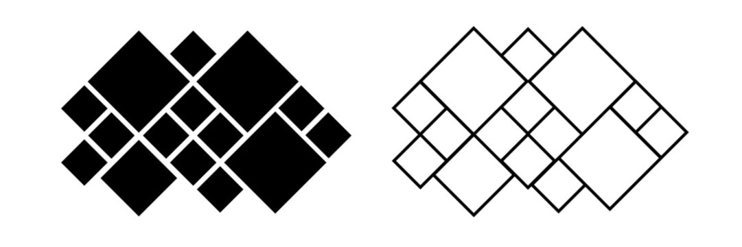 Abstract geometric square pattern featuring modular grid composition with layered blocks for background design, branding systems, and digital vector layouts