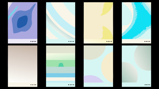 abstract wavy shapes in pastel colors a collection of eight digital illustrations on white backgrounds high quality professional