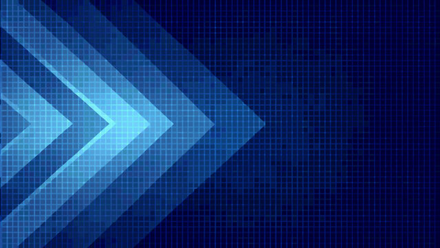 Abstract blue arrow background with a dark blue technological grid pattern and directional design high quality professional detailed