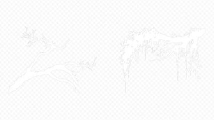Fototapeta premium Architectural Drawings, Minimal style cad tree line drawing, Side view, set of section wetland forest outline for landscape design drawing. 