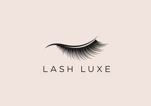 Minimalist logo design for lash and beauty studio featuring elegant eye with luxurious eyelashes