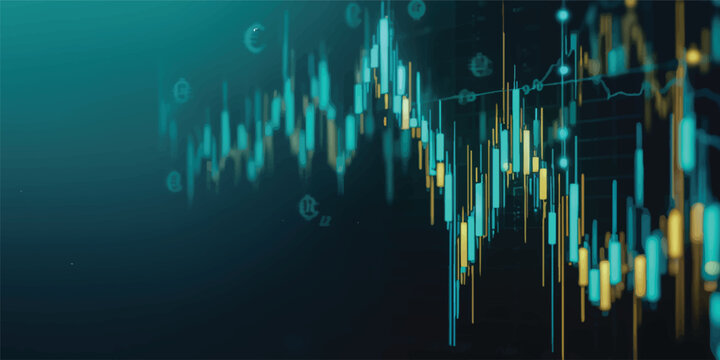 Abstract blue digital technology background featuring a stylized audio frequency soundwave illustration with vector lines representing a business data recording and music equalizer waveform