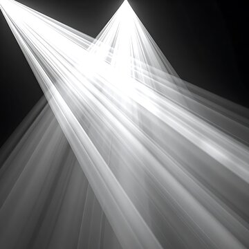 Abstract light rays converging upwards on a dark background, dynamic spotlight effect, dramatic illumination, energetic glow, theatrical lighting, science fiction or fantasy theme