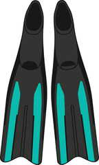 Black flippers with turquoise accents underwater. © Amir