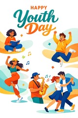 Fototapeta premium International Youth Day Youth Culture and Friendship Illustration