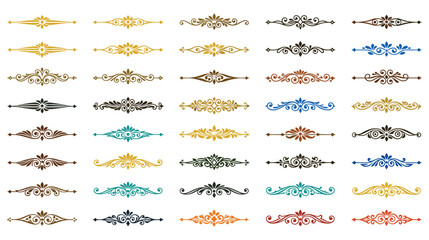 Set of colorful floral decorative elements isolated on white background. © Ojufa