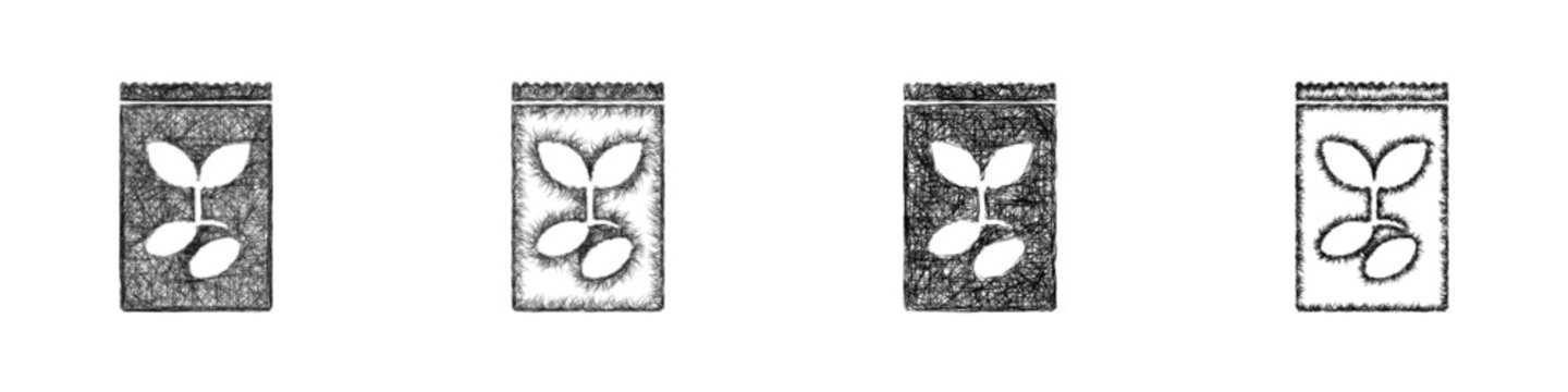 Sketch seed packet icon design set