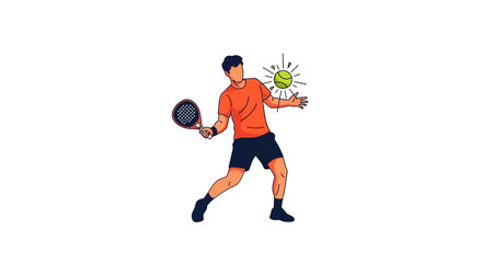Fototapeta premium A Padal Player Ready to Smash a Volley with the Tennis Ball and Paddle Sport