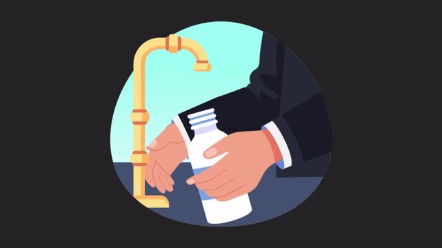 Hand pouring zamzam vector concepts  Animation Alpha Channel