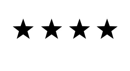 Fototapeta premium Stars rating icon set with solid black five-point star shapes for UI feedback, reviews, and trust signals
