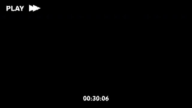 VHS Tape Playing Retro Glitch Screen with Play Button and Analog Static Noise 4k video animation seamless loop