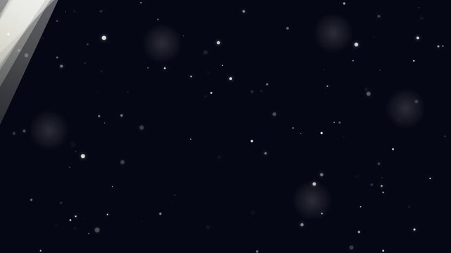 Abstract shimmering white particles and stars floating on dark background for space or magical themes