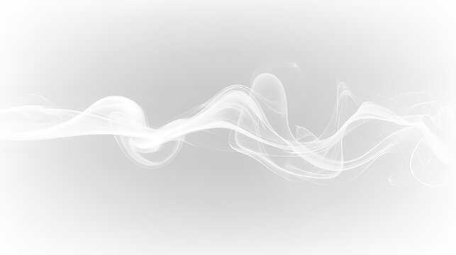 Soft white smoke curls and twists on a transparent background in an abstract design