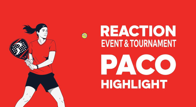 Action Sportswoman in Padle Tennis Game, Tournament Highlight, Graphic Design Illustration